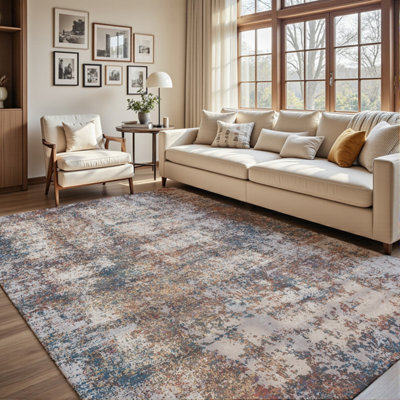 Decoranddecor Living Room Rugs, Washable Area Rugs, 120X170Cm, Non-Slip, Pet Friendly, Low Pile, Abstract Rug - Trivon - image 1
