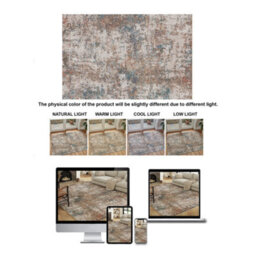 Decoranddecor Living Room Rugs, Washable Area Rugs, 120X170Cm, Non-Slip, Pet Friendly, Low Pile, Abstract Rug - Trivon - thumbnail 9