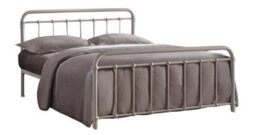 Save On Goods UK 4Ft6 Double Ivory White Tubular Steel Metal Retro Victorian Bed Frame Bedstead - thumbnail 2