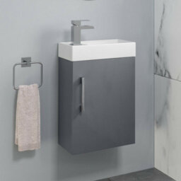 Aveli Modern Bathroom Basin Sink Vanity Unit Wall Hung 1 Tap Hole 400mm Gloss Grey