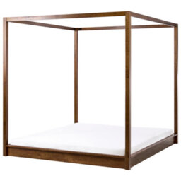 Beliani Four Poster Bed Wood Herliere 180 X 200 Cm (Eu Super King) Dark Brown - thumbnail 1