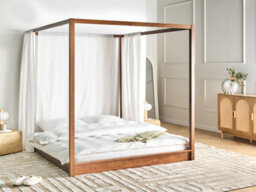 Beliani Four Poster Bed Wood Herliere 180 X 200 Cm (Eu Super King) Dark Brown - thumbnail 2