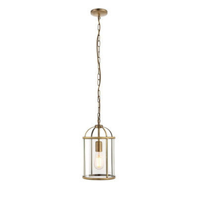 Luminosa Lighting Luminosa Lambeth 1 Light Ceiling Pendant Antique Brass, Glass, E27