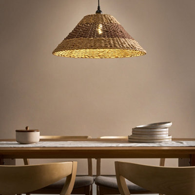 Wyld And Coco Pendant Lamp Paper Rope Natural Ceiling Light With Plaited Shade, W50 X D50 X H104Cm - image 1