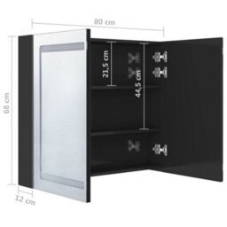 Berkfield Led Bathroom Mirror Cabinet Shining Black 80X12X68 Cm - thumbnail 8
