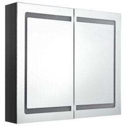 Berkfield Led Bathroom Mirror Cabinet Shining Black 80X12X68 Cm - thumbnail 3
