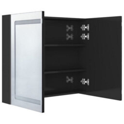 Berkfield Led Bathroom Mirror Cabinet Shining Black 80X12X68 Cm - thumbnail 5