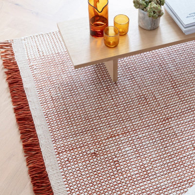 Beige Handmade Geometric 4mm Pile Stain-Resistant Rug For Bedroom, Living, & Dining Room, Wool Modern Rug-200Cm X 300Cm - image 1