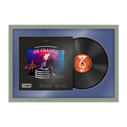 "AK Frames 25X17"" Green Classic Vinyl Record Frame With Blue Mount For 12 Inch Lp Cover & Disc - Overlapped Design" - thumbnail 1