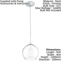 Stylish Chrome Pendant Ceiling Light With White Satin Glass Shade And E27 Bulb Holder - thumbnail 2