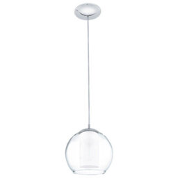 Stylish Chrome Pendant Ceiling Light With White Satin Glass Shade And E27 Bulb Holder - thumbnail 1