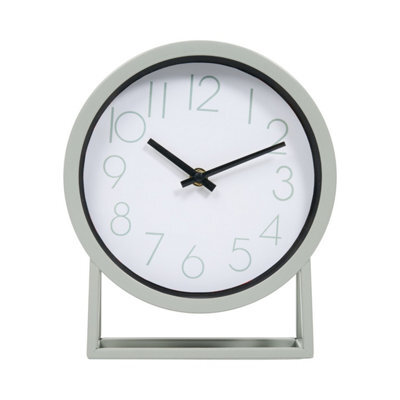 Biznest Soft Sage Green Finish Mantel Clock Analogue Display Classic Built-In Stand Design Black Hands Battery Operated 23X20X5 Cm - image 1