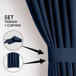Ameha Plain Thermal Thick Blackout Eyelet Curtain For Living Room Ready Made Ring Top Navy Curtain Pair 90''x108'' Home Decor Uk - thumbnail 5