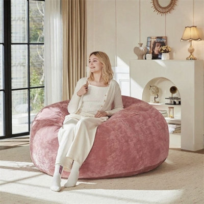 Abrihome Medium 4-Foot Bean Bag Sofa Chair: Soft Reading Lounger For Adults, Fits Bedrooms, Balconies And Cozy Spaces, Pink - image 1