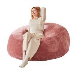 Abrihome Medium 4-Foot Bean Bag Sofa Chair: Soft Reading Lounger For Adults, Fits Bedrooms, Balconies And Cozy Spaces, Pink - thumbnail 5