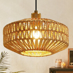 Harper Living Easy Fit Handwoven Rope Ceiling Light Shade With Reducer Ring, E27/b22 Woven Shade For Pendant Lights & Floor Lamps - thumbnail 1