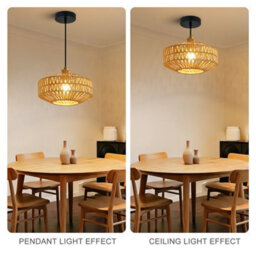 Harper Living Easy Fit Handwoven Rope Ceiling Light Shade With Reducer Ring, E27/b22 Woven Shade For Pendant Lights & Floor Lamps - thumbnail 6