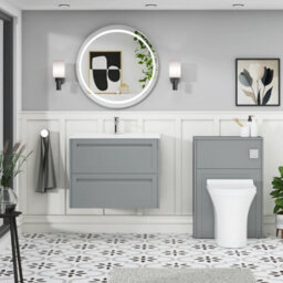 Royal Bathrooms Elmore 700mm Traditional Wall Hung 2 Drawer Bathroom Vanity Unit With Ceramic Basin Sink - Matt Pebble Grey - thumbnail 4