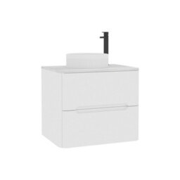 Royal Bathrooms Venice 600mm Gloss White Wall Mounted Bathroom Countertop Vanity Unit 2 Drawer With Round Basin - thumbnail 7