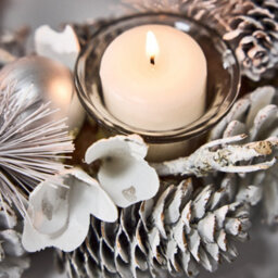 Dibor White Frosted Round Table Centrepiece Christmas Decoration Candle Holder Tealight Holder 30Cm - thumbnail 5