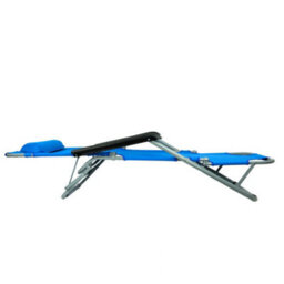 Gardenwize Garden Folding Easi Recline Sun Lounger Blue Zero Gravity Deck Patio Chair + Pillow - thumbnail 3