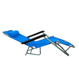 Gardenwize Garden Folding Easi Recline Sun Lounger Blue Zero Gravity Deck Patio Chair + Pillow - thumbnail 2