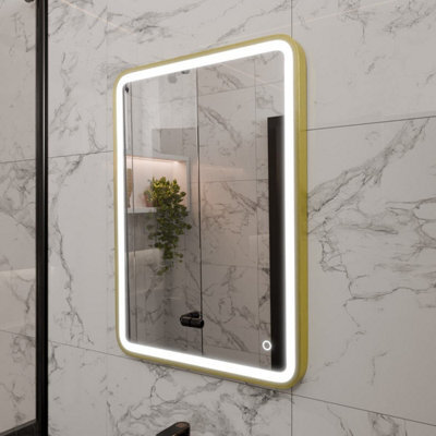 Harper & Harlow 700X500 Vela Brushed Brass Led Illuminated Bathroom Mirror - image 1