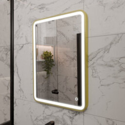 Harper & Harlow 700X500 Vela Brushed Brass Led Illuminated Bathroom Mirror