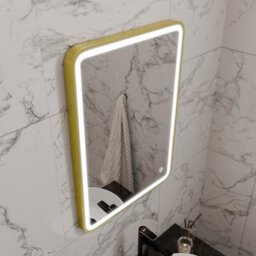 Harper & Harlow 700X500 Vela Brushed Brass Led Illuminated Bathroom Mirror - thumbnail 6