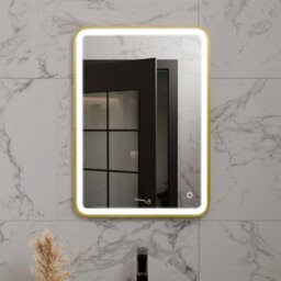 Harper & Harlow 700X500 Vela Brushed Brass Led Illuminated Bathroom Mirror - thumbnail 5