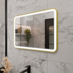 Harper & Harlow 700X500 Vela Brushed Brass Led Illuminated Bathroom Mirror - thumbnail 7