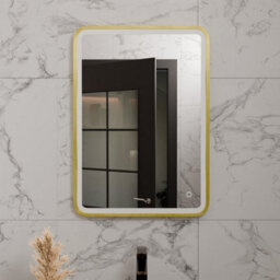 Harper & Harlow 700X500 Vela Brushed Brass Led Illuminated Bathroom Mirror - thumbnail 9