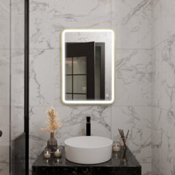 Harper & Harlow 700X500 Vela Brushed Brass Led Illuminated Bathroom Mirror - thumbnail 8