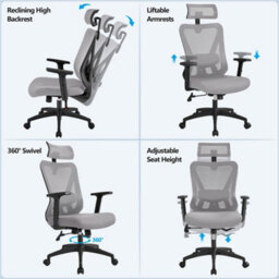 Yaheetech Ergonomic Desk Chair Multi-Adjustment Functions - Light Grey - thumbnail 3