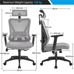 Yaheetech Ergonomic Desk Chair Multi-Adjustment Functions - Light Grey - thumbnail 2