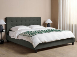 Beliani Bed Fabric La Rochelle 180 X 200 Cm (Eu Super King) Dark Grey - thumbnail 2
