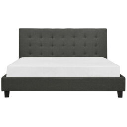 Beliani Bed Fabric La Rochelle 180 X 200 Cm (Eu Super King) Dark Grey - thumbnail 4