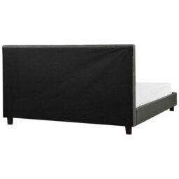 Beliani Bed Fabric La Rochelle 180 X 200 Cm (Eu Super King) Dark Grey - thumbnail 5