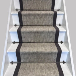 RainbowHome Herringbone New England Grey Stair Runner Grey Border 55 700