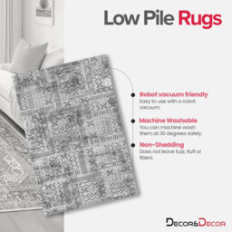 Decoranddecor Area Rugs, Living Room Rugs, Washable Rugs, 160X230Cm, Non-Slip, Pet Friendly, Low Pile, Geometric Rug - Velano - thumbnail 3