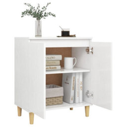 Vidaxl Sideboard With Solid Wood Legs White 60X35X70 Cm Engineered Wood - thumbnail 4