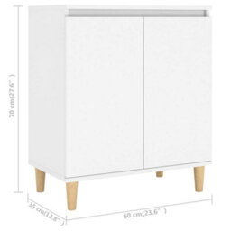 Vidaxl Sideboard With Solid Wood Legs White 60X35X70 Cm Engineered Wood - thumbnail 3