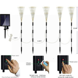 Amorly 5 Pack Solar Outdoor Stake Lights, 8 Modes Twinkling Copper Wire Decorative Landscape Lights For Garden Yard Patio Holiday Decor - thumbnail 1