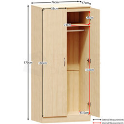 Lassic Vida Designs Riano Pine 2 Door Wardrobe (H)1700mm (W)760mm (D)470mm - thumbnail 2