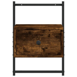 Berkfield Bedside Cabinet Wall-Mounted Smoked Oak 35X30X51 Cm Engineered Wood - thumbnail 5