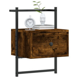 Berkfield Bedside Cabinet Wall-Mounted Smoked Oak 35X30X51 Cm Engineered Wood - thumbnail 4