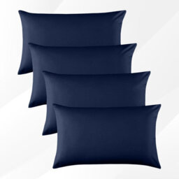 Bedlooms Dyed Pillowcase 2 Pair- Soft Plain Pillow Covers Navy Envelop Closure - Easy Care Pillowcase Bedding Set 50X75 Cm - thumbnail 1