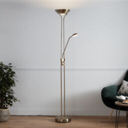 GoodHome Pulmoz Satin Antique Brass Effect Led Mother & Child Floor Light - thumbnail 2