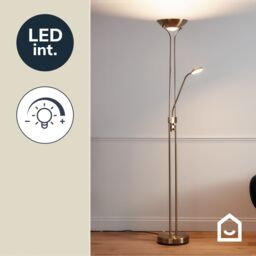 GoodHome Pulmoz Satin Antique Brass Effect Led Mother & Child Floor Light - thumbnail 9