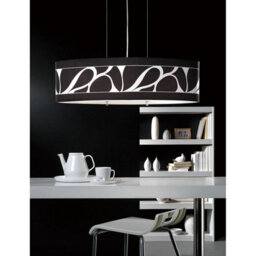 Luminosa Lighting Luminosa Manhattan Linear Pendant Large 3 Light L1, Sgu10, Polished Chrome, Frosted Glass With Black Patterned Shade - thumbnail 2